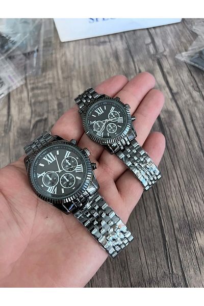 Leerybee Couple Wristwatch 2 Pcs Special Boxed Black Wristwatch Gift for Lover Spouse Husband Birthday Anniversary