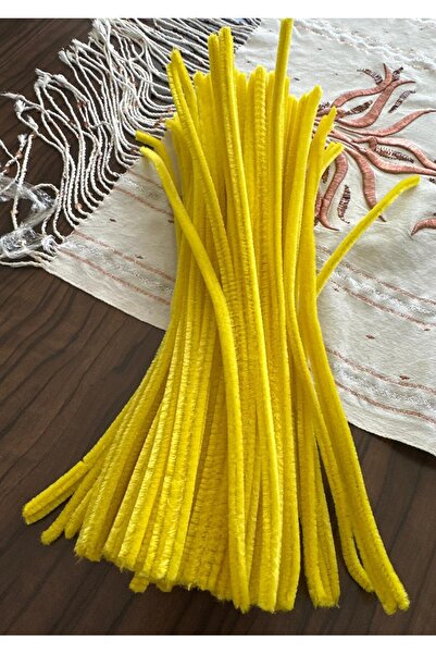 KARAASLAN Sarı Renk 100 Adet“Dekoratif Şönil Çiçek – Doğum Günü / Kına / Baby Shower Masa Süsü”