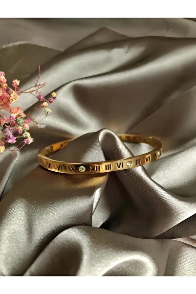 SeyCey.co سوار رفيع بأرقام رومانية حجر ذهبي | فولاذ 316 لتر - غير قابل للتشويه | هدية المرأة