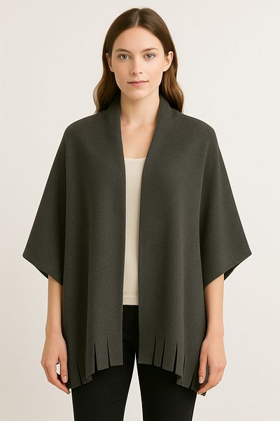 LinaByUgurr Dark Gray Tasseled 75 cm Thick Winter Fleece Shoulder Shawl Soft Textured Shawl Cafe Restaurant Hotel Etc.
