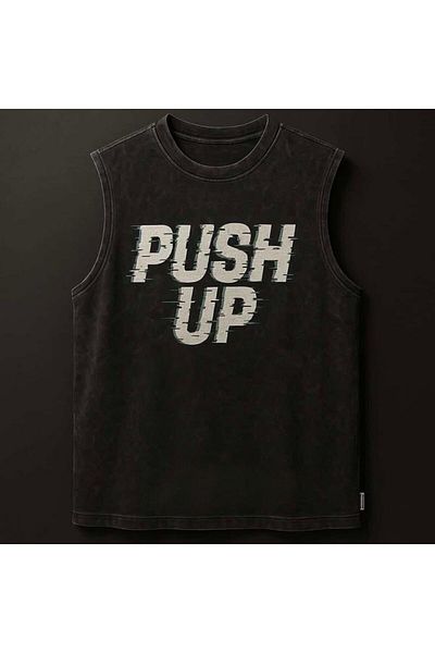 technomonkey Black Men's Cotton Training Sports Tank Top Oversize Washable Push up Printed Sleeveless T-Shirt