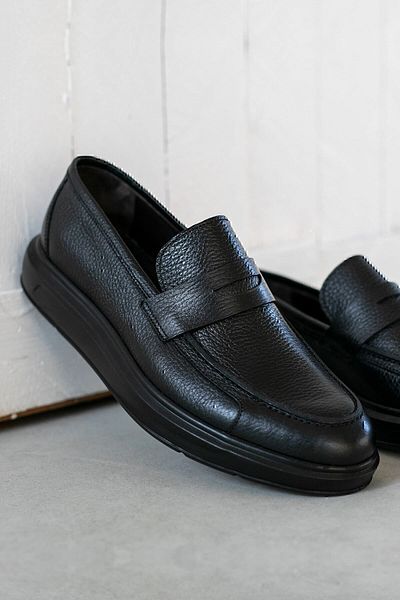 Deery Ανδρικά μαύρα παπούτσια Loafer από γνήσιο δέρμα