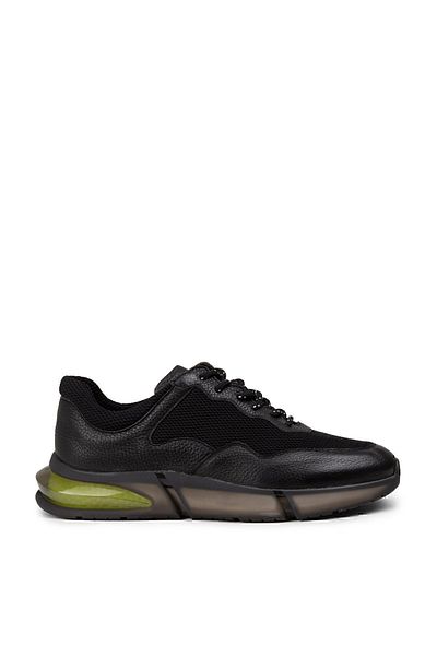 Deery Genuine Leather Men's Black Sneakers
