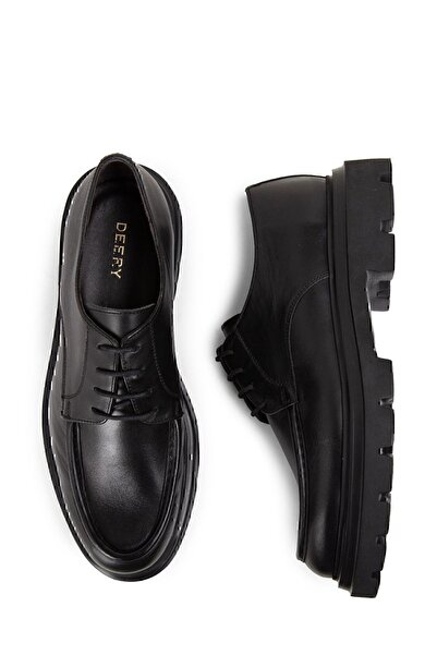 Deery Black Genuine Leather Men's Casual Shoes