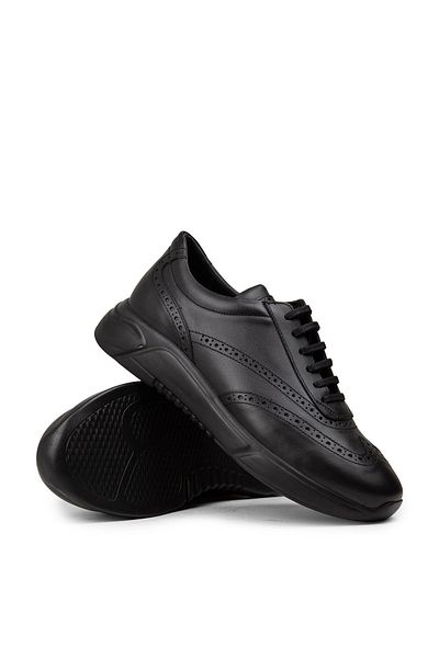 Deery Men's Genuine Leather Black Sports Shoes