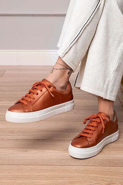 Deery Γυναικεία παπούτσια Sneaker από γνήσιο δέρμα χάλκινο χρώμα