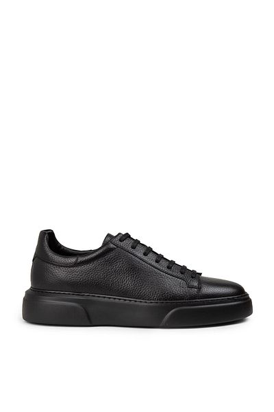 Deery Men's Genuine Leather Black Sneaker Shoes