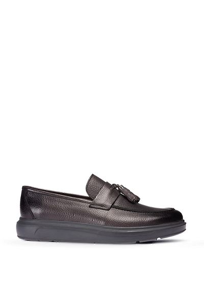 Deery Ανδρικό γκρι γνήσιο δέρμα με φούντες Comfort Loafer
