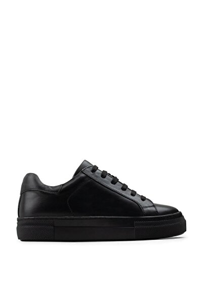 Deery Hakiki Deri Siyah Sneaker Kadın Ayakkabı