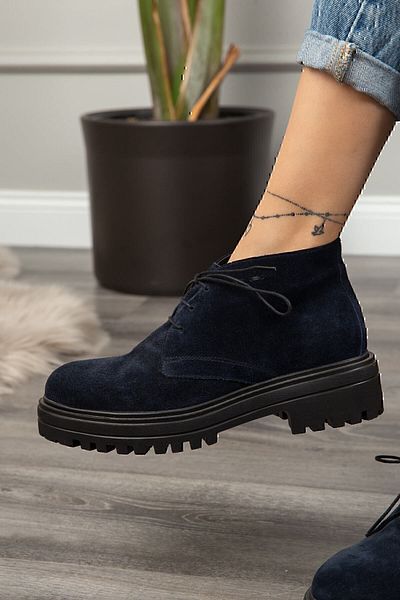 Deery Γνήσιες γυναικείες μπότες Suede Navy Blue