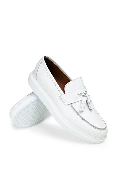 Deery Шкіряні білі чоловічі мокасини Comfort