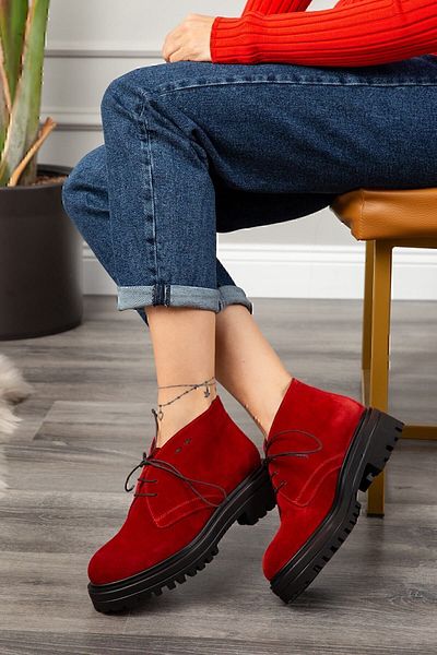 Deery Γνήσιες γυναικείες μπότες Suede Red