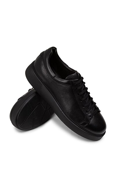 Deery Hakiki Deri Siyah Erkek Sneaker Ayakkabı