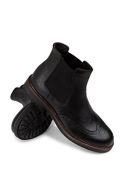 Deery Genuine Leather Black Men's Chelsea Boots
