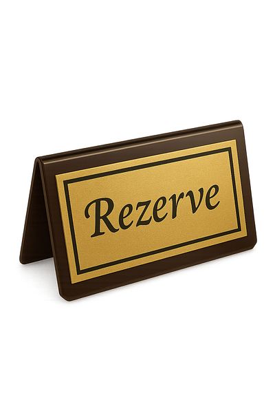 Happynesso Black Plexi Top Double Direction Gold Metal "Reserve" Lettering from Table Writing Series - 100 mm X 50 mm