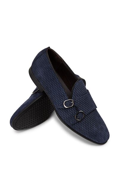 Deery Hakiki Nubuk Lacivert Püsküllü Erkek Loafer Ayakkabı