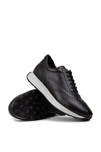 Deery Μαύρο ανδρικό αθλητικό παπούτσι από γνήσιο δέρμα