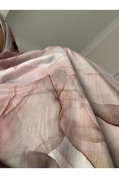 Lavena scarfs Şal moale digital din bumbac cu model floral din seria Lotus - maro