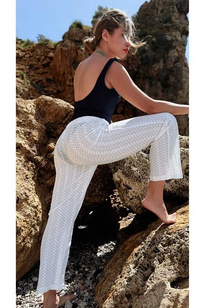 MY Wooft White Summer Beachwear Pareo Swimsuit Bikini Bottom