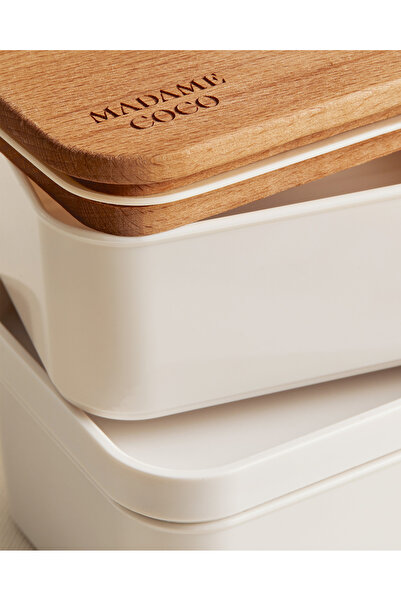 Madame Coco Margot Ahşap Kapaklı 2'li Lunch Box - 2x500 ml
