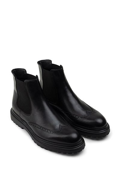 Deery Genuine Leather Black Men's Chelsea Boots