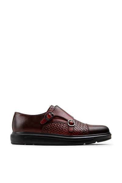 Deery Ανδρικά παπούτσια casual από γνήσιο δέρμα Claret Red Comfort με διπλή πόρπη