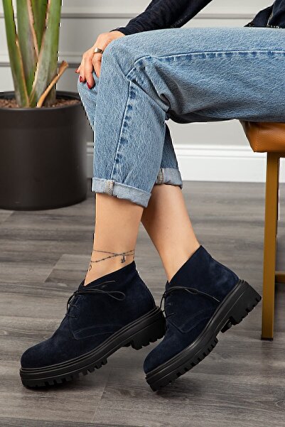 Deery Hakiki Süet Lacivert Kadın Bot