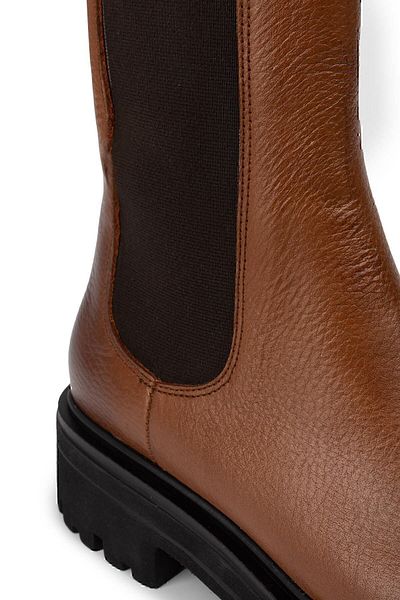Deery Genuine Leather Tan Color Chelsea Women's Boots