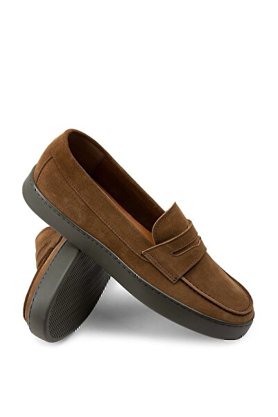 Deery Genuine Suede Tan Color Loafer Men's Shoes