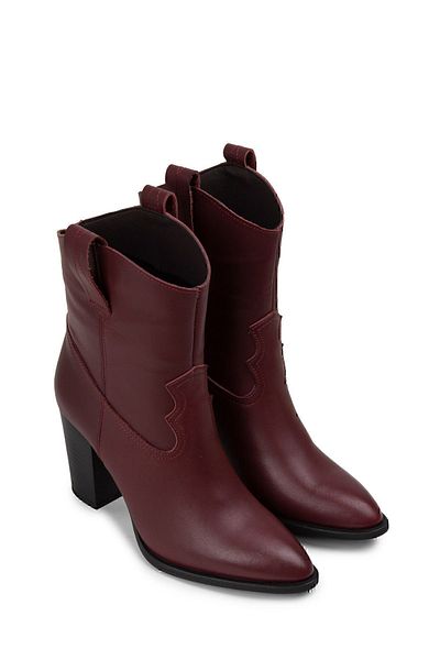 Deery Γυναικείες μπότες Claret Red από γνήσιο δέρμα