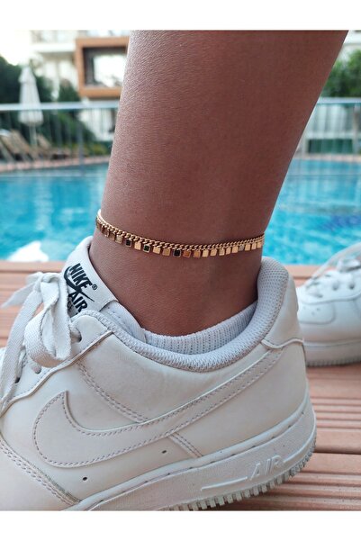 LUCKY ACCESSORIES خلخال متدلي من الفولاذ الذهبي