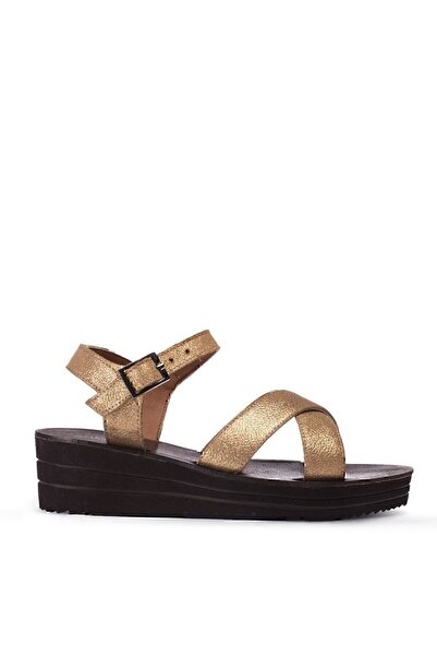 Deery Genuine Leather Gold Color Women's Sandals