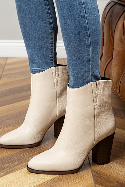 Deery Genuine Leather Beige Women's Boots