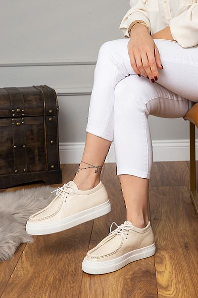 Deery Γυναικεία παπούτσια Sneaker από γνήσιο δέρμα μπεζ