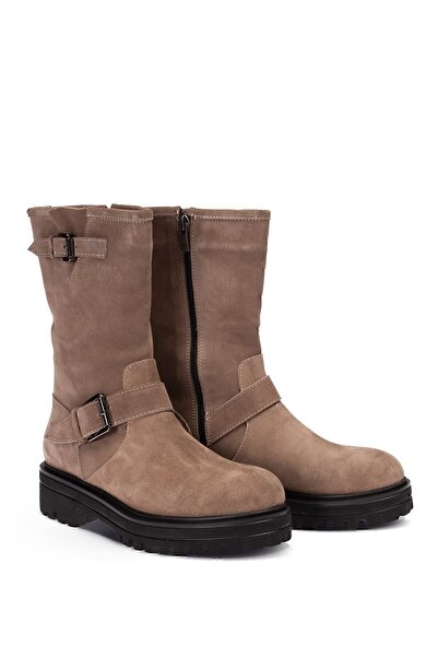 Deery Hakiki Süet Vizon Rengi Kadın Bot