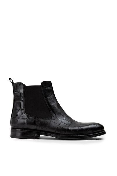 Deery Genuine Leather Black Men's Chelsea Boots
