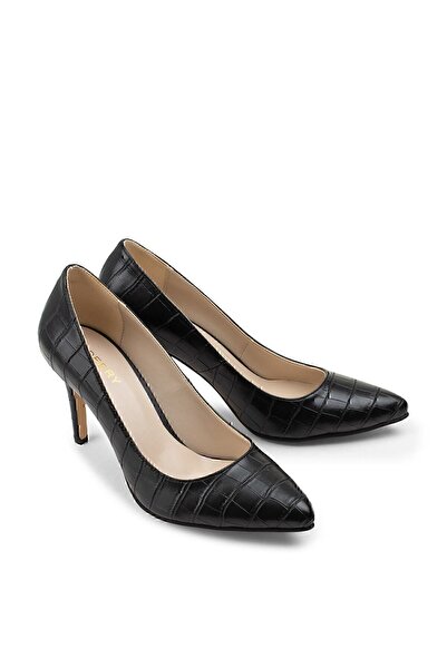 Deery Чорні крокодилові жіночі туфлі на шпильках