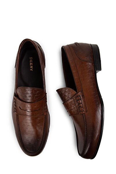 Deery Hakiki Deri Taba Rengi Erkek Loafer Ayakkabı