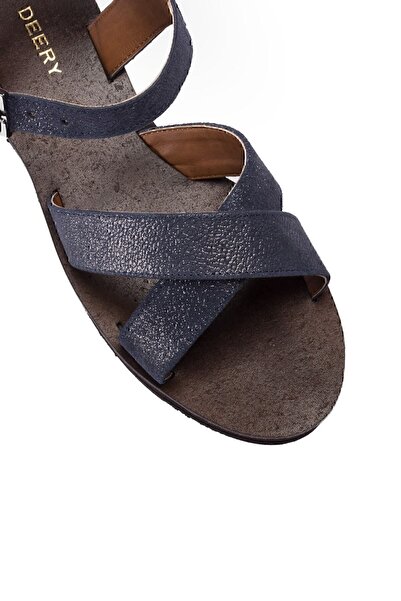 Deery Genuine Leather Navy Blue Women's Sandals