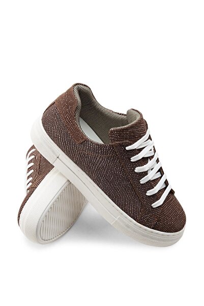 Deery Γνήσια γυναικεία παπούτσια Nubuck Brown Woven Sneaker