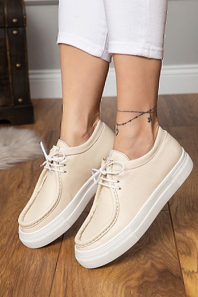 Deery Γυναικεία παπούτσια Sneaker από γνήσιο δέρμα μπεζ