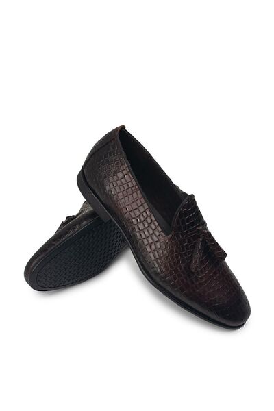 Deery Hakiki Deri Kahverengi Erkek Püsküllü Loafer