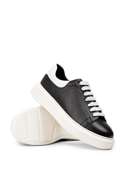 Deery Men's Genuine Leather Black Sneaker Shoes