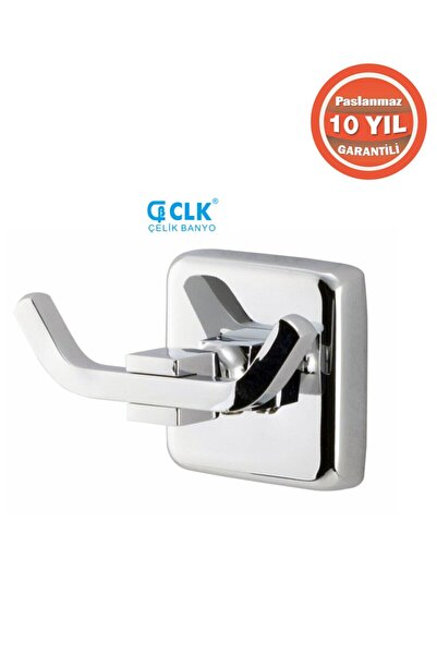 ÇELİK BANYO Paslanmaz Pirinç Çiftli Bornozluk Askılık Havlu Askısı