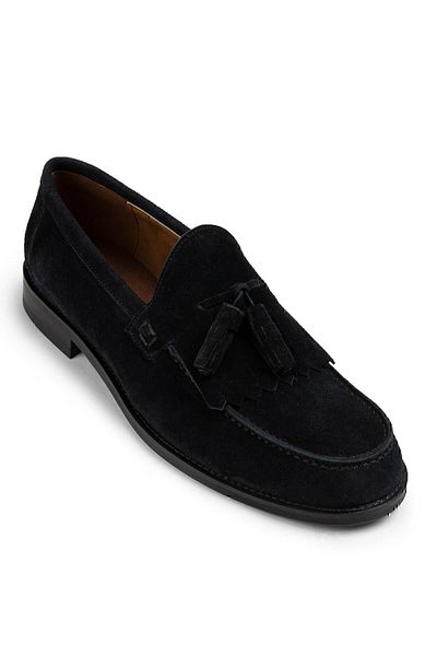 Deery Ανδρικό μαύρο γνήσιο καστόρι με φούντα loafer