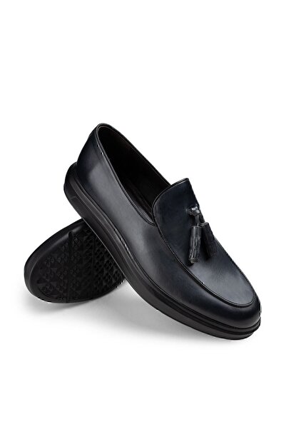 Deery Чоловічі лофери з натуральної шкіри з сірими китицями