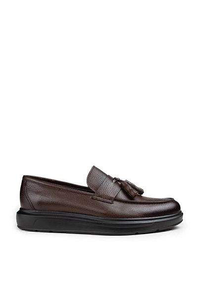 Deery Ανδρικό καφέ από γνήσιο δέρμα Comfort Loafer με φούντες