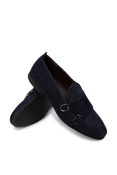Deery Hakiki Nubuk Lacivert Erkek Çift Tokalı Loafer