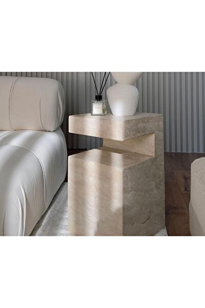 aymersan Traverten yan sehpa - Dikdörtgen yan sehpa