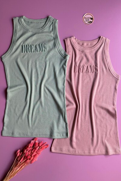 VicTroy Dreams Model |   4-Piece Black, White, Green and Powder Color Cotton Camisole Women's Undershirt 60E50